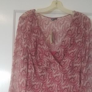 Ann Taylor Sheer Paisley Shirt with Full Camisole. Size 14